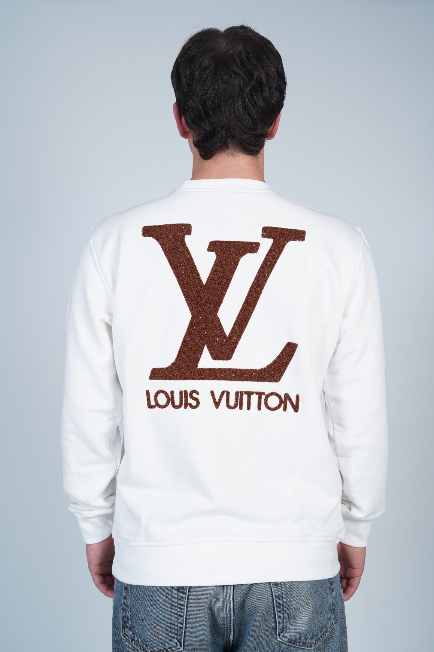 Louis Vuitton Signature Logo Sırt Baskılı Bisiklet Yaka Sweatshirt