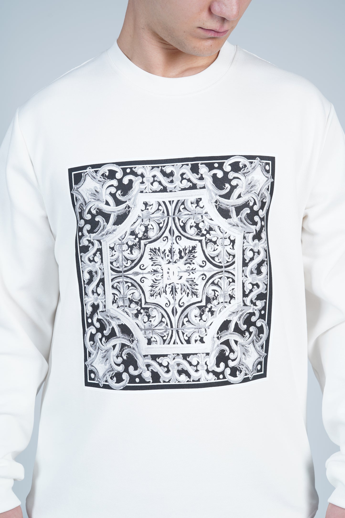 Dolce & Gabbana Beyaz Desenli Sweatshirt