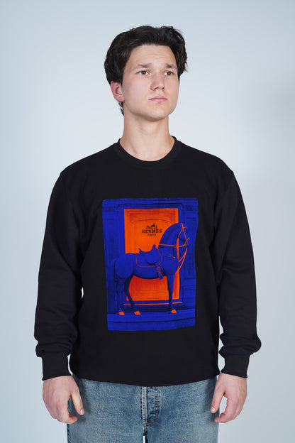 Hermès At Grafikli Bisiklet Yaka Sweatshirt