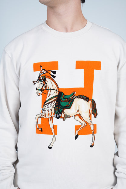 Hermès İkonik Turuncu ve Binicilik Temalı Sweatshirt