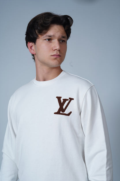 Louis Vuitton Signature Logo Sırt Baskılı Bisiklet Yaka Sweatshirt