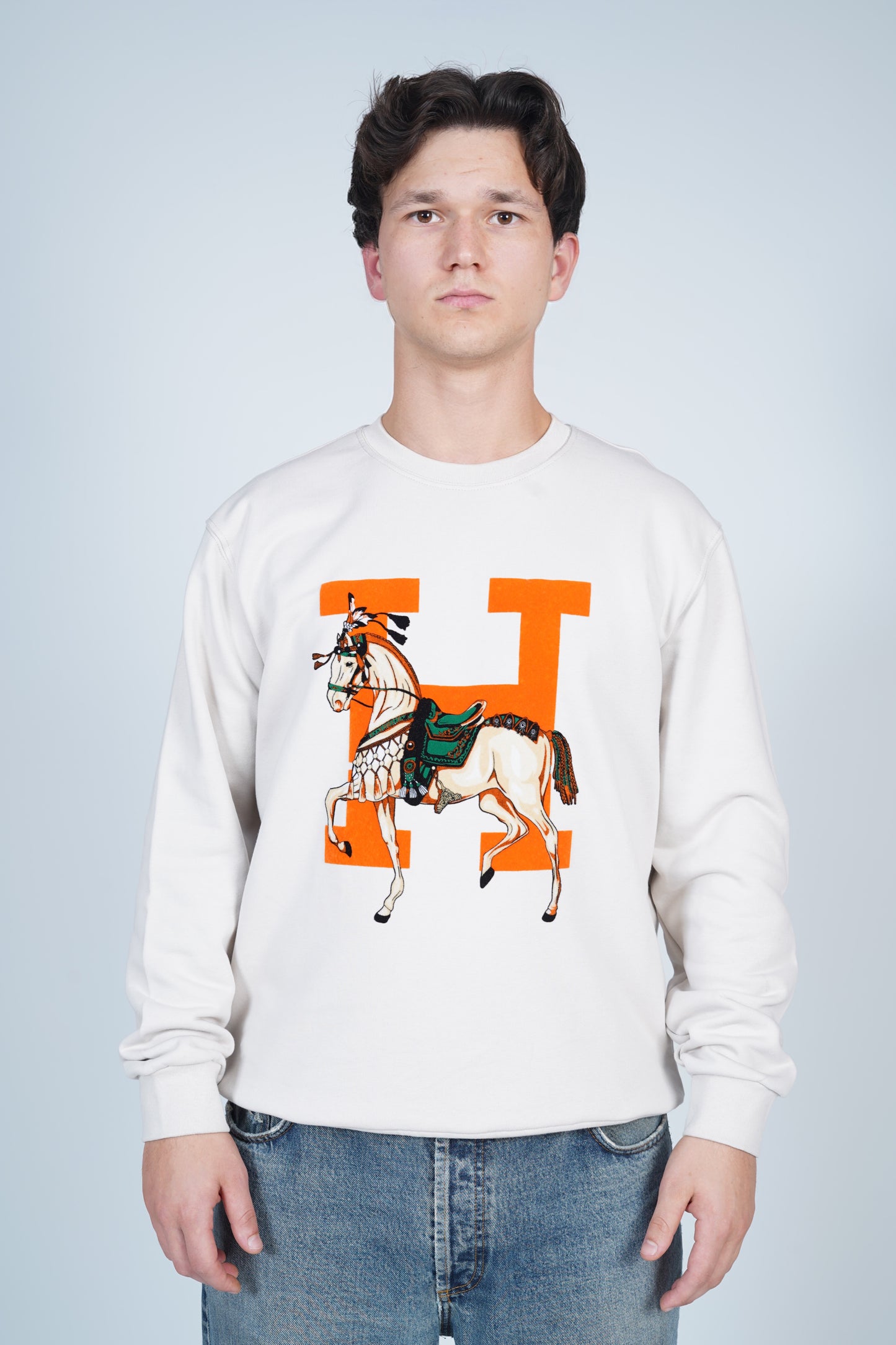 Hermès İkonik Turuncu ve Binicilik Temalı Sweatshirt