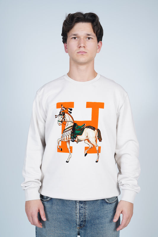 Hermès İkonik Turuncu ve Binicilik Temalı Sweatshirt