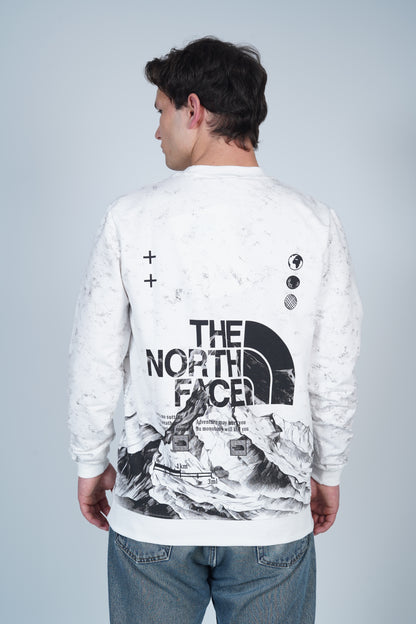 The North Face Bisiklet Yaka Dağ Manzaralı Desenli Sweatshirt