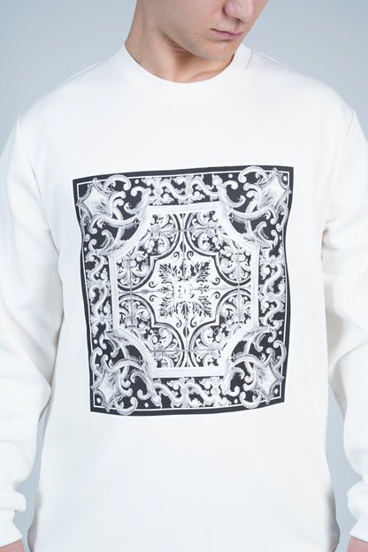 Dolce & Gabbana Beyaz Desenli Sweatshirt