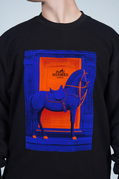 Hermès At Grafikli Bisiklet Yaka Sweatshirt